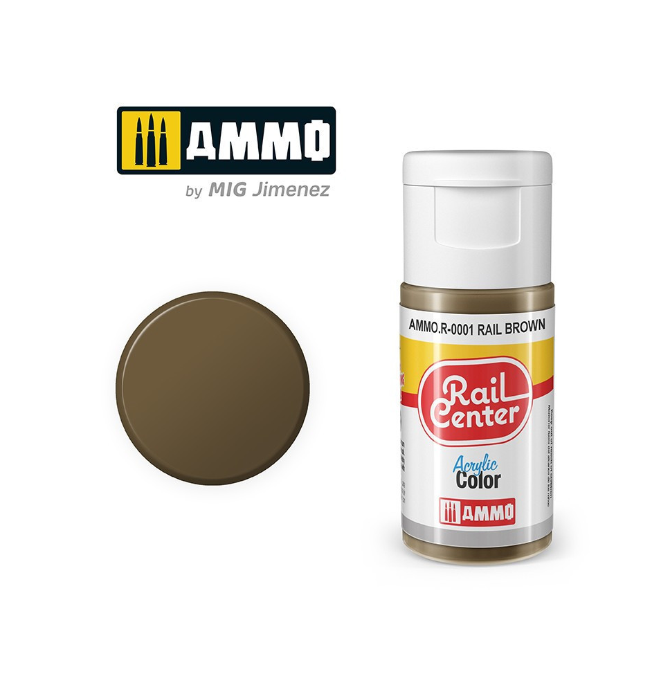 Peinture Acrylique Rail Center 15ml - R-0001 Teintes spécial modélisme ferroviaire - Ammo MIG