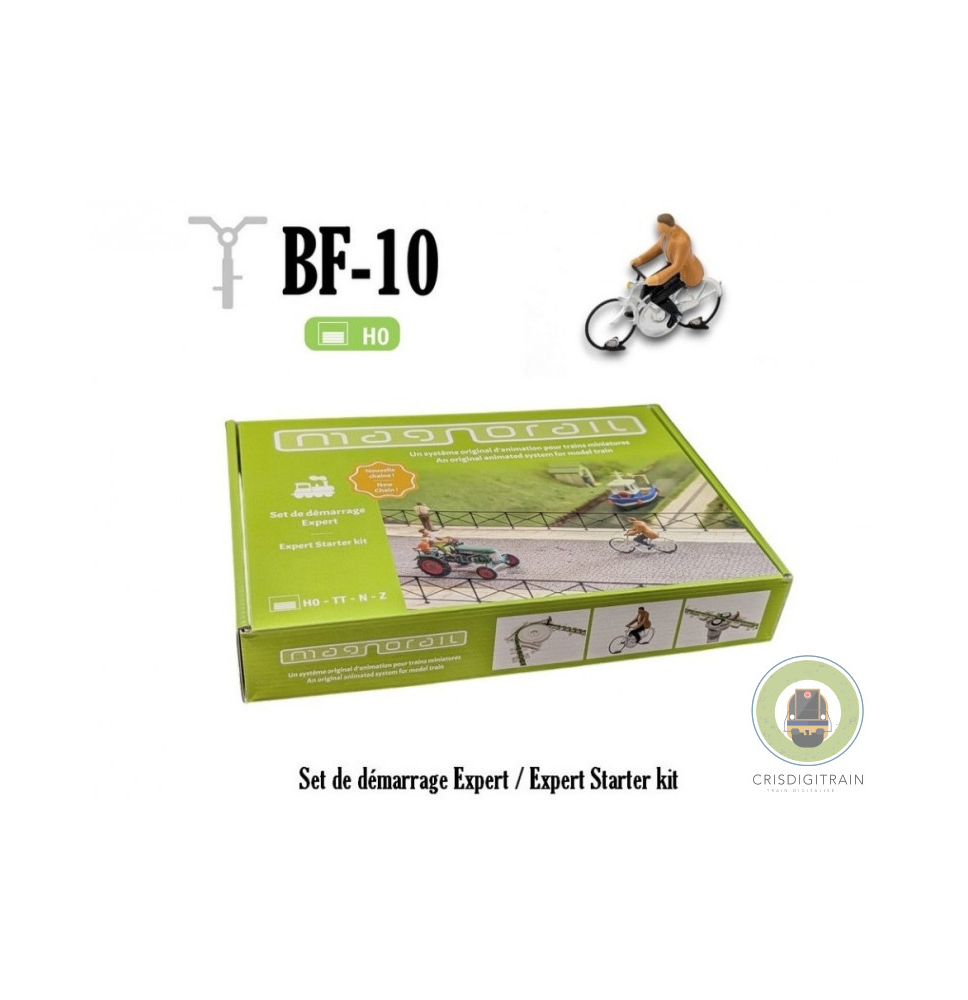 Set de démarrage Expert Magnorail Chaine 3e génération + 1 cycliste homme prêt à rouler HO BF-10