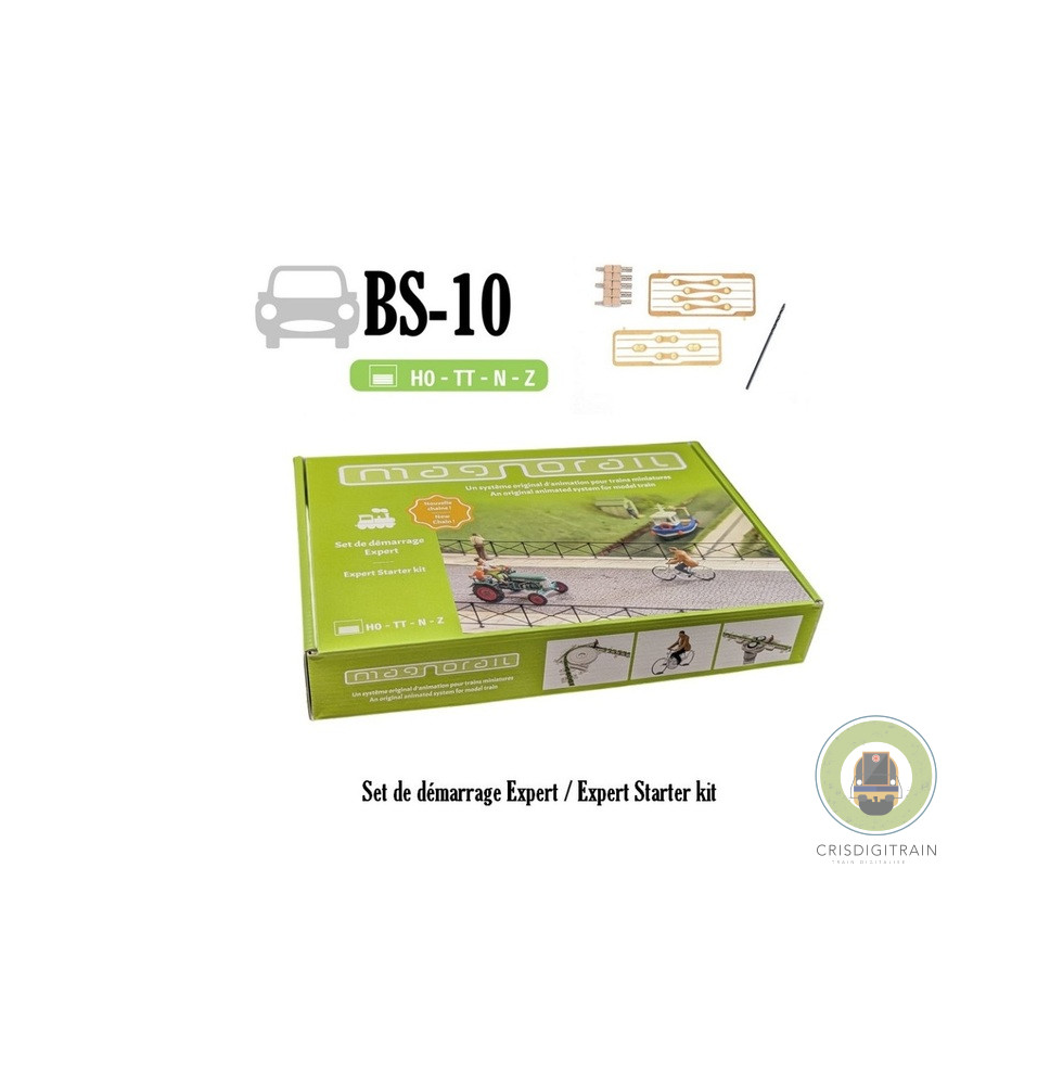 Set de démarrage Expert Magnorail Chaine 3ème Génération + 8 curseurs pour véhicules HO, TT, N, Z BS-10