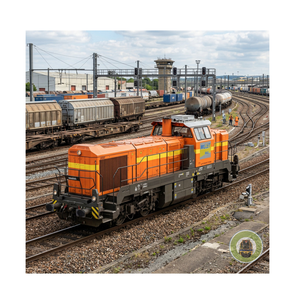 JOUEF HJ2472 Millet Rail, locomotive diesel-electrique type Vossloh DE 18, livrée orange/grise, ép. VI