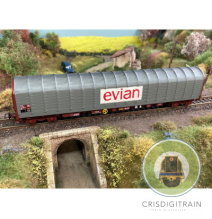 JOUEF HJ6333 SNCF, wagon bâché à 4 essieux type Rils, « EVIAN », livrée grise